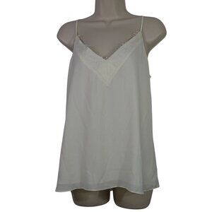 Socialite Ivory Lace Trim V-neck Cami Tank Top Women Size M Adjustable Strap NEW